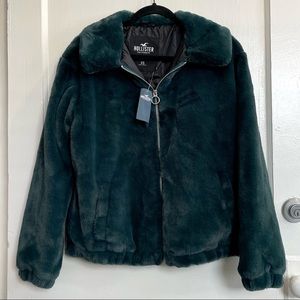 Hollister Faux Fur Jacket Teal